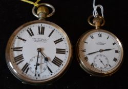 Limit gold plated pocket watch retailer John A Jackson Scunthorpe & a Goliath pocket watch with Duxa