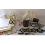 Assorted ceramics and glassware etc inc Royal Albert Old Country Roses telephone, Staffordshire dogs