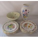 Collection of Royal Horticultural flowers plates, Chelsea Flower Show 'Alpine Glory' vase by