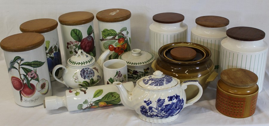 Selection of Portmeirion Pomona and Botanic Garden kitchenware, Hornsea canisters etc.