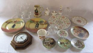 Assorted ceramics inc Royal Doulton, Minton and Wedgwood, barometer and glassware