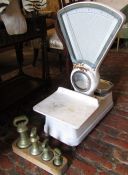 Large shop scales & set of brass weights