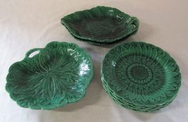 Minton and Wedgwood majolica green leaf plates (Minton af)