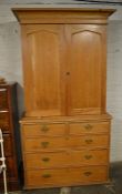 Victorian pine linen press H 218cm W 112cm D 55cm