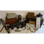 Large quantity cameras & camera equipment including Canon A1 & two EOS 1000F cameras, Polaroid 103 &