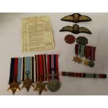 1939-45 Star, Air Crew Europe Star, Burma Star & War Medal 1939-45 (with oak leaf) miniature and