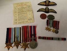 1939-45 Star, Air Crew Europe Star, Burma Star & War Medal 1939-45 (with oak leaf) miniature and