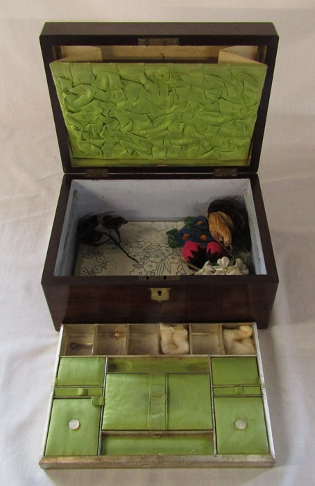 Victorian sewing box with green fitted interior - Image 2 of 3