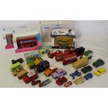 Selection of die cast vehicles including Dinky, Corgi, Matchbox and London 2012 boxed buses