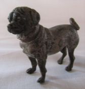 Small cold painted bronze of a pug dog L 7.5 cm H 6.5 cm