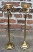 Pair of gilt metal candlesticks with glass drops