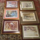 6 framed Russell Flint prints