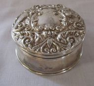 Silver trinket pot with velvet interior Birmingham 1981 (boxed) 8 cm x 4 cm