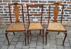 Pair of cane seated chairs & one other (one af)