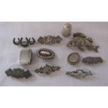 Various items of silver inc fish brooch stamped 'silver', thimble etc total weight 1.51 ozt