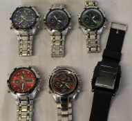 5 chronographic gents wristwatches & 1 other