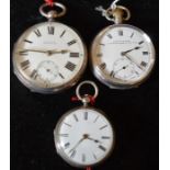 3 silver case pocket watches: T C Tate Winterton, W Potts & Sons Leeds & Newcastle &  R George