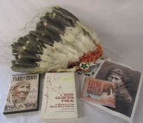 Indian head dress, cd, dvd etc