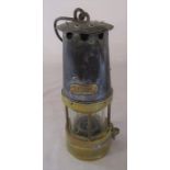 Miners lamp marked Johnson / Clapham / Morris H 22 cm