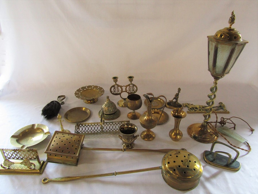 Assorted brassware inc table lamp