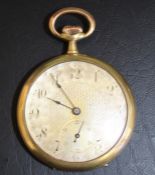 Gold plated open face pocket watch