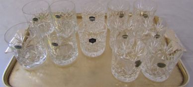 Set of 6 cut glass crystal tumblers, 2 Stuart crystal tumblers and 4 Bohemia crystal tumblers (all