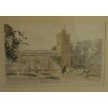 Follower of Constable - framed 19th century watercolour of Aldenham Church with a deep border