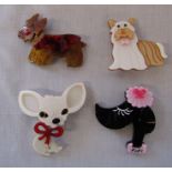 Set of 4 Lea Stein style dog brooches (all new)