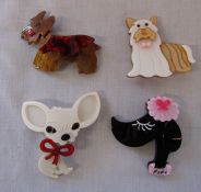 Set of 4 Lea Stein style dog brooches (all new)