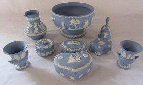 Selection of boxed Wedgwood Jasperware inc Imperial bowl and trinket pots (jug handle af)