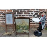 Fire screen, wash board, boot jack & an Italian waiter stand