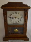 Oak case mantel clock Ht 38cm