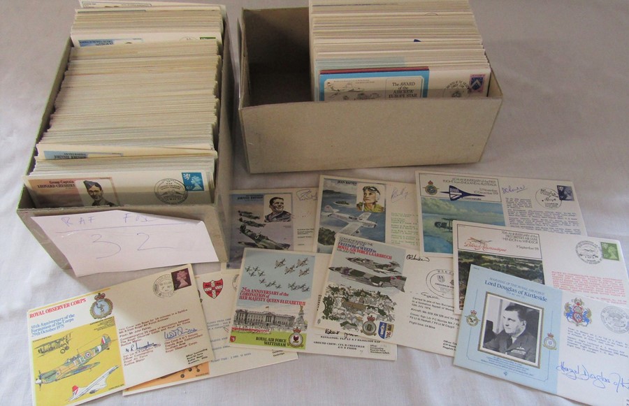 450 Royal Air Force First Day covers inc Battle of Britain, many signed (2 boxes)