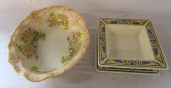 Italian Tiffany Boutique square bowl and dish 31 x 31 cm & an early 20th century Barkers & Kent bowl