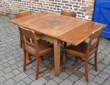 Art Deco oak draw leaf table and 4 chairs