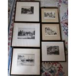 Various framed etchings signed S G Ferris inc Brixham harbour and Lamberhurst