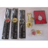 Collection of new wrist watches by Eiger together with pocket watches and keyrings inc Quart