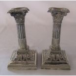 Pair of silver Corinthian column candlesticks Sheffield 1901 H 17 cm (weighted base)