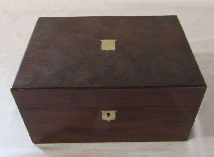 Victorian sewing box with green fitted interior - Image 3 of 3