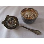 Silver tea strainer and bowl Sheffield 1964 weight 2.99 ozt