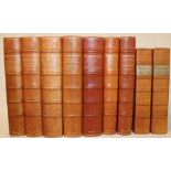 7 limited edition leather bound volumes of Shakespeare, designed by Frances Meynell & 2 leather