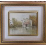 Framed oil on canvas Impressionist landscape by Ivoci 52 cm x 46 cm (size including frame)