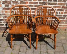 Pair of low back Windsor chairs with crinoline stretchers