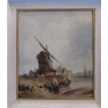 Small oil on canvas of a windmill (possibly Dutch) 38 cm x 43 cm (size including frame)