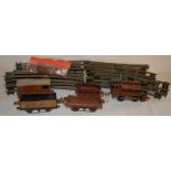 Hornby clock work train set comprising locomotive, 4 carriages & track