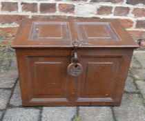 Late 19th/early 20th century cast iron strong box with a Champion 6 lever padlock H 49cm D 32cm H