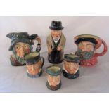 Selection of Royal Doulton character jugs and toby jug inc Winston Churchill, Rip Van Winkle