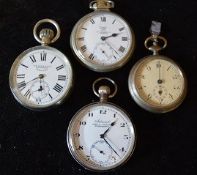 3 chrome plated pocket watches: Jos Lucas & Son Birmingham, John A Jackson Scunthorpe, Limit City