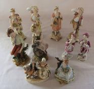 Selection of Continental porcelain figurines