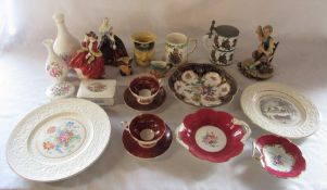 Various ceramics inc Coalport, Spode, Royal Doulton figurine (af) and Paragon